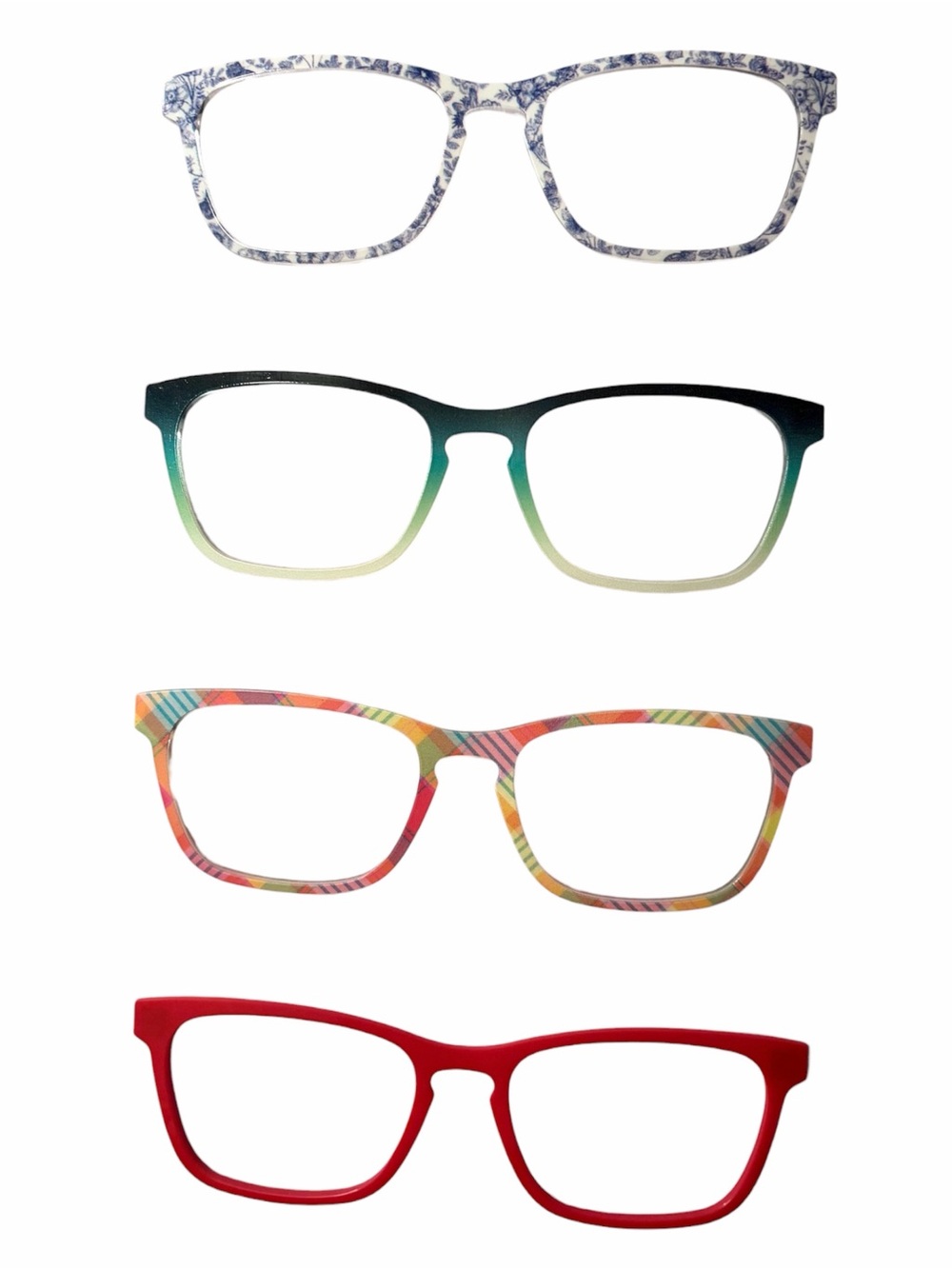 Pair Eyewear Assorted Set of 4 Casper Top Frames Plaid Green Blue White Red